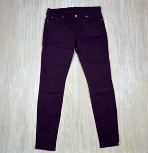 7 for all Mankind Burgundy Purple The Skinny Low Rise Stretch Casual Jeans 32